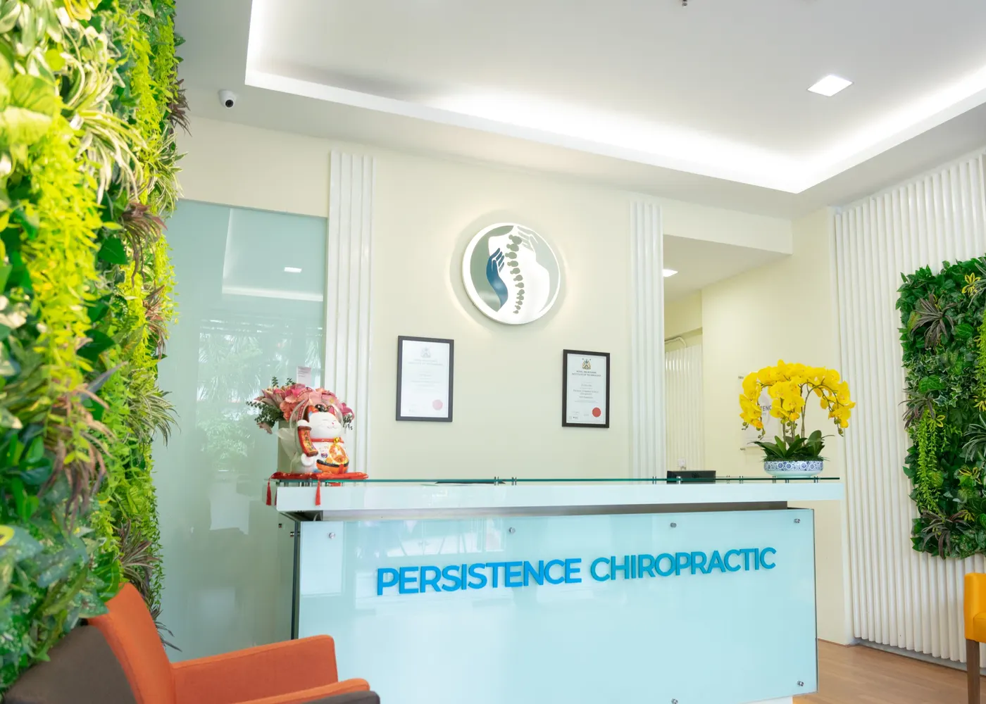 Reception desk at Persistence Chiropractic Care, Sunway Velocity, Cheras Kuala Lumpur
